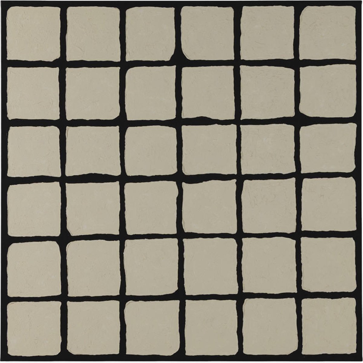 Toile tableau abstrait texturé fait main blanc et noir, RECOLLECTION