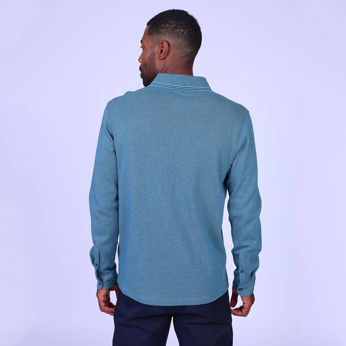 Polo piqué Oxford bleu petrole, MISE AU GREEN