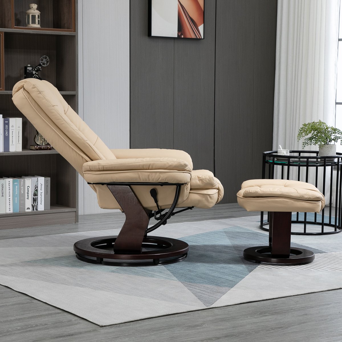 Fauteuil inclinable avec repose-pieds beige, HOMCOM