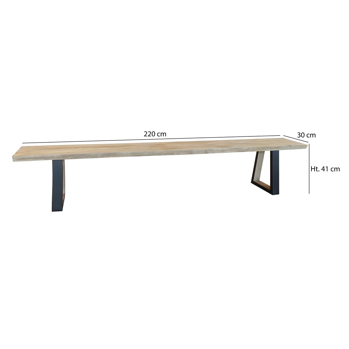Lot de 2 bancs en bois d'acacia, HERA naturel-noir, NOW'S HOME