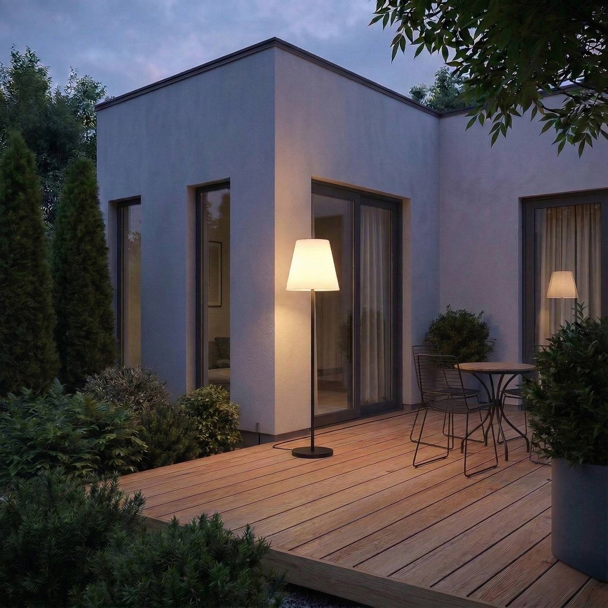 Luminaire de terrasse  moderne, Jaimy blanc, noir, LUCANDE