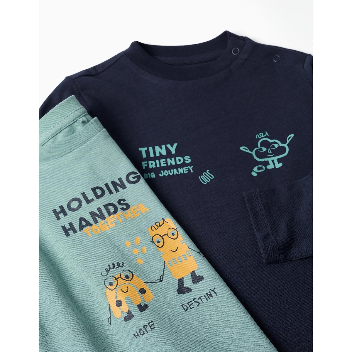 Lot de 2 T-shirts à manches longues avec imprimés vert clair, ZIPPY