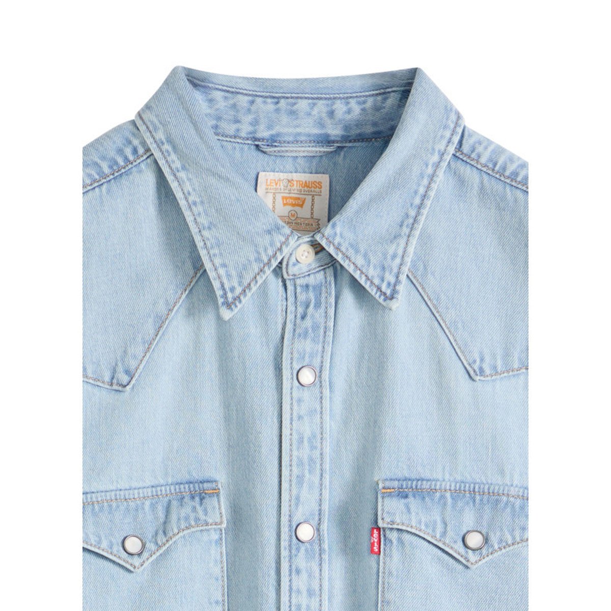 Chemise en coton stone à coupe droite pourvue d'un col à revers bleu clair, LEVI'S