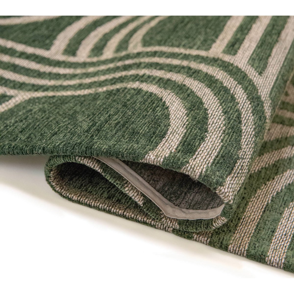 Tapis intérieur extérieur, DISCO vert forêt et beige crème, RECOLLECTION