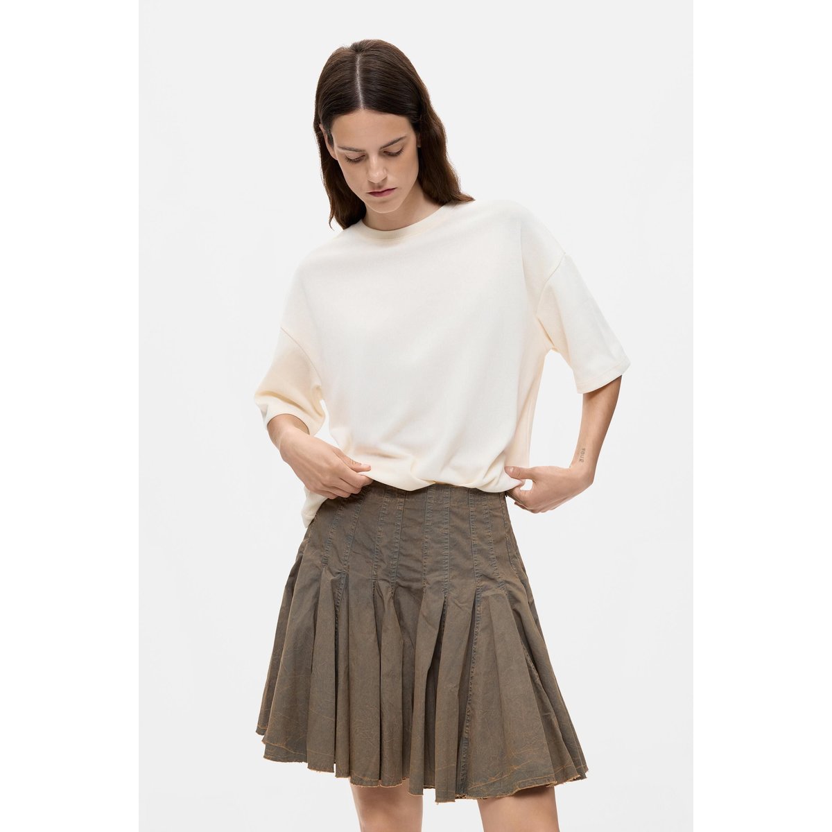 Jupe plissée 100 % coton noir, DESIGUAL
