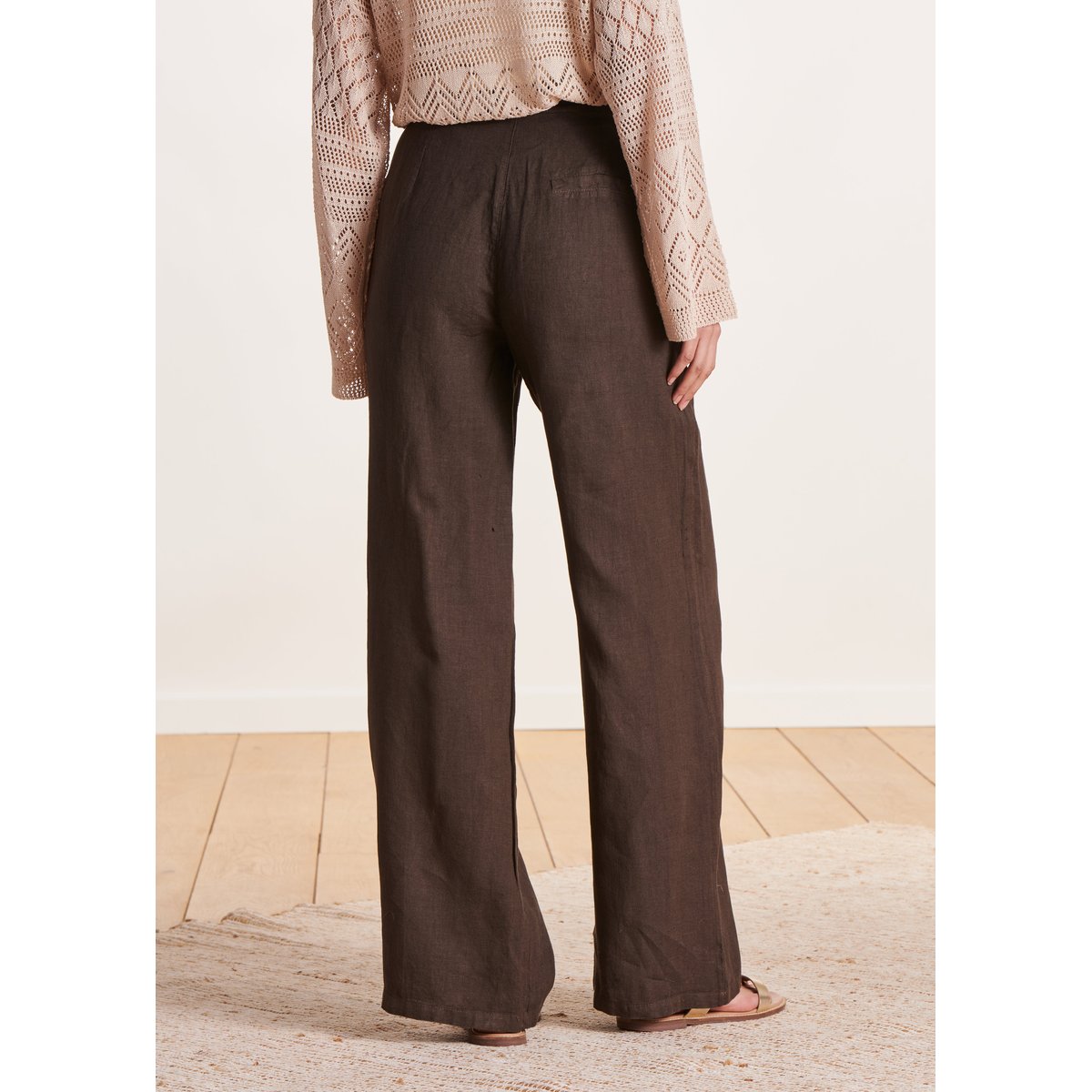 Pantalon droit et large en lin taille haute baobab, LA FEE MARABOUTEE