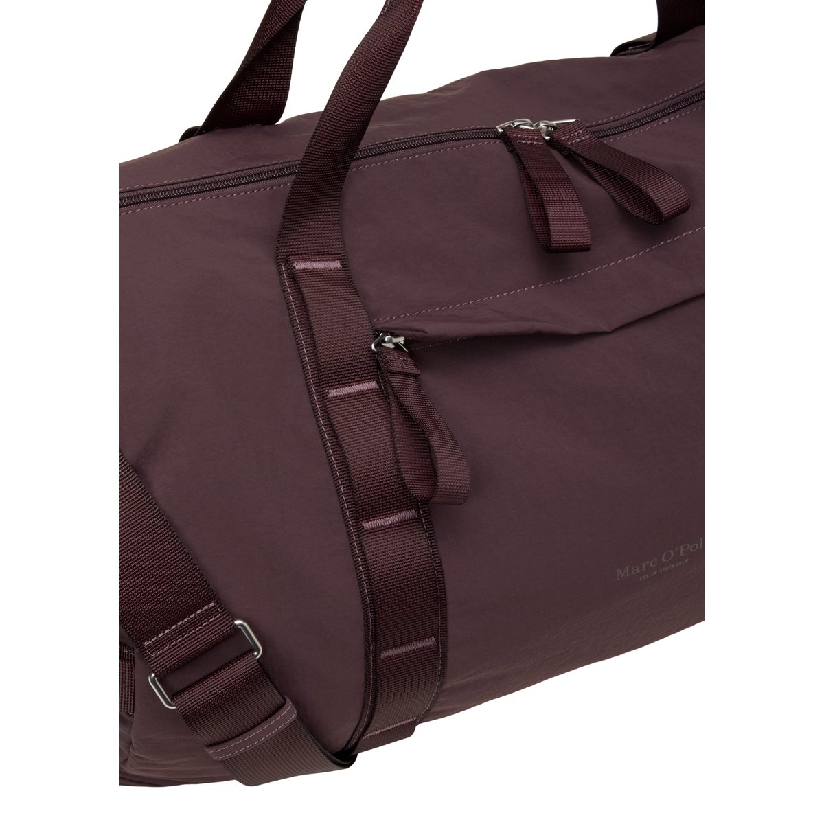 Sac de week-end modèle Lauri, taille moyenne en matériau recyclé hydrofuge violet, MARC O'POLO