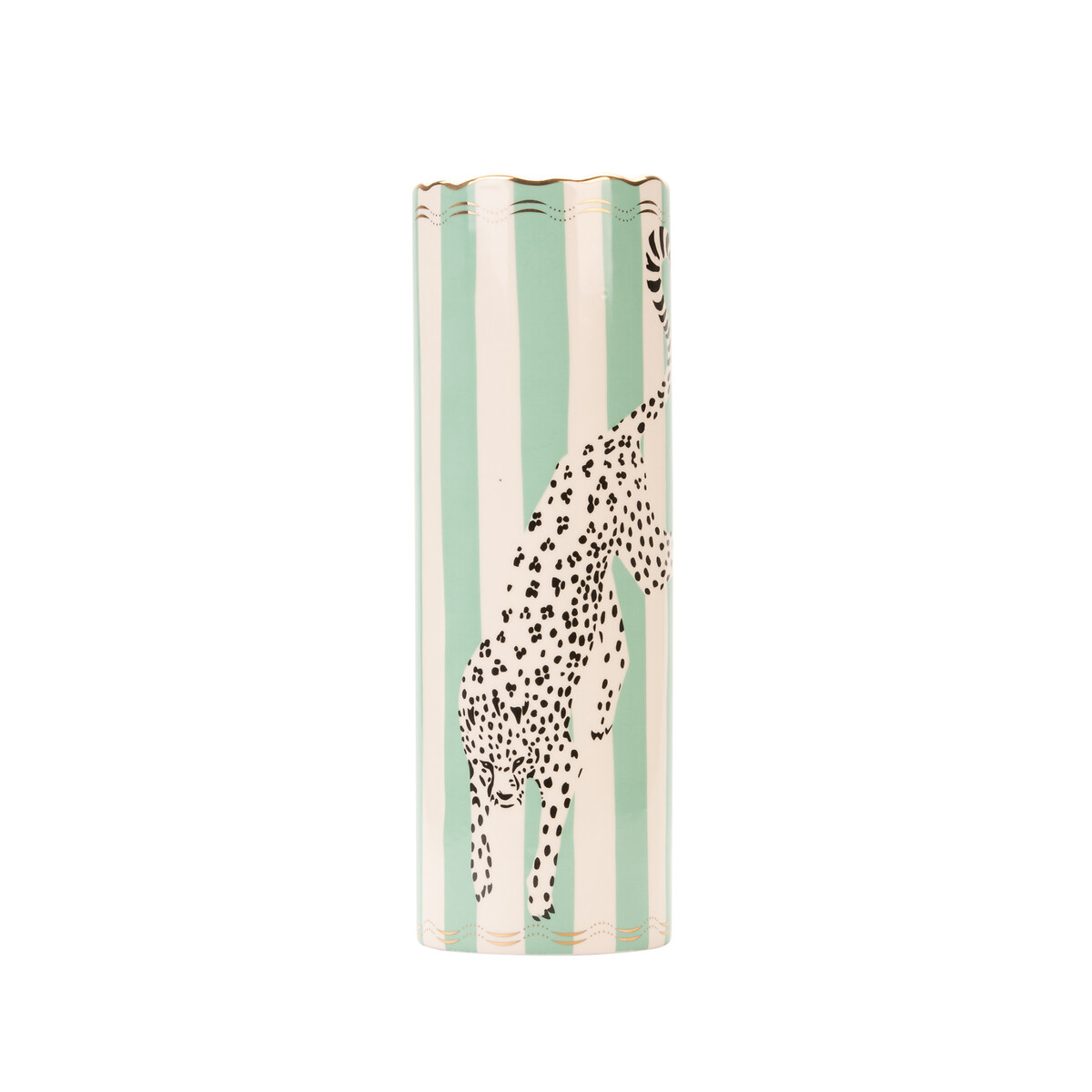 29cm Tall Leopard Vase in Stripe green, YVONNE ELLEN