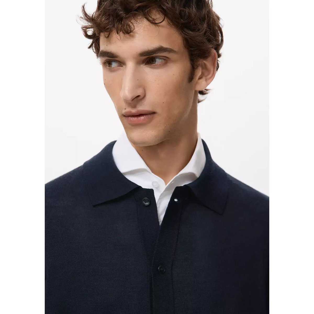 Cardigan 100 % laine mérinos bleu marine, MANGO MAN