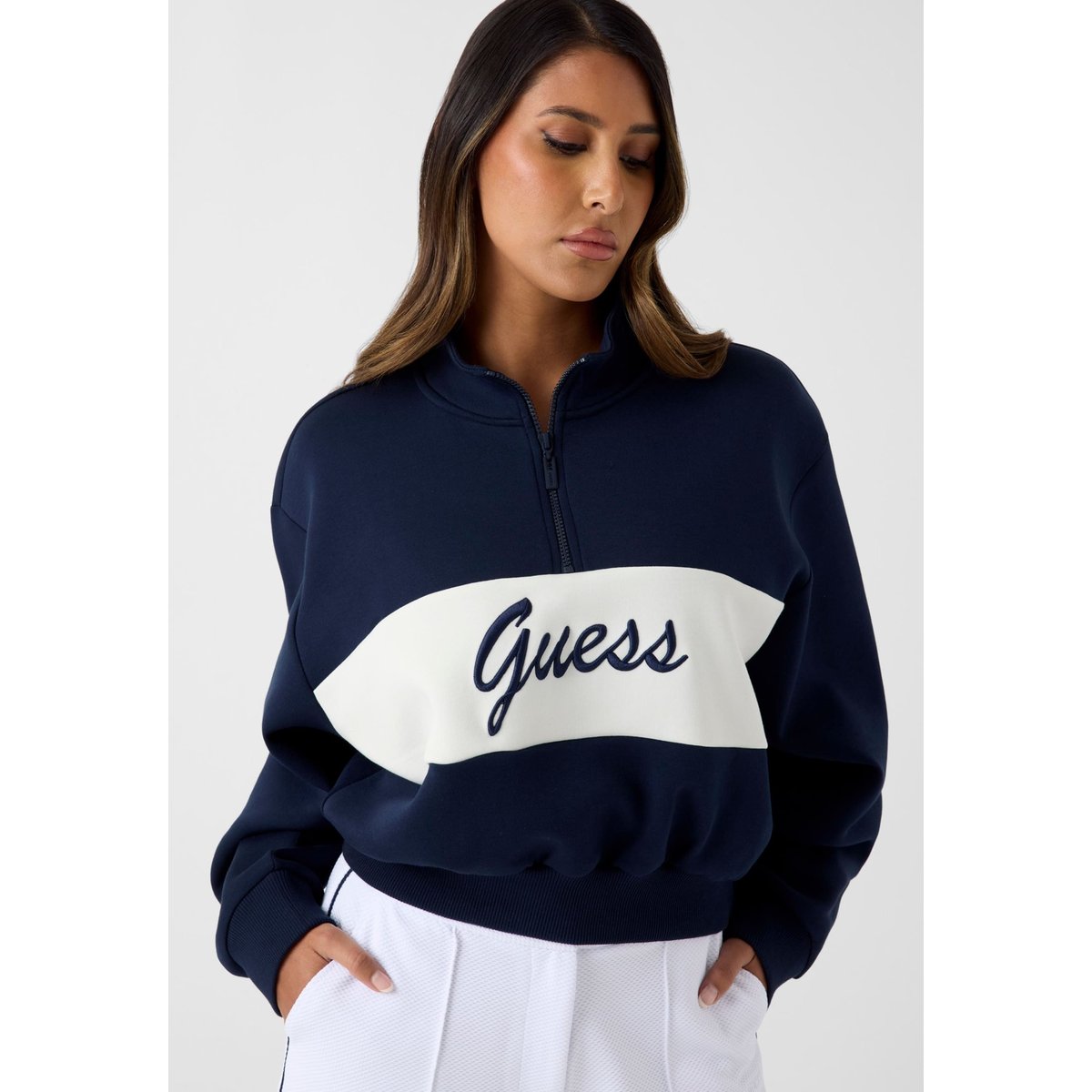 Sweatshirt Avec Logo Imprimé bleu foncé, GUESS