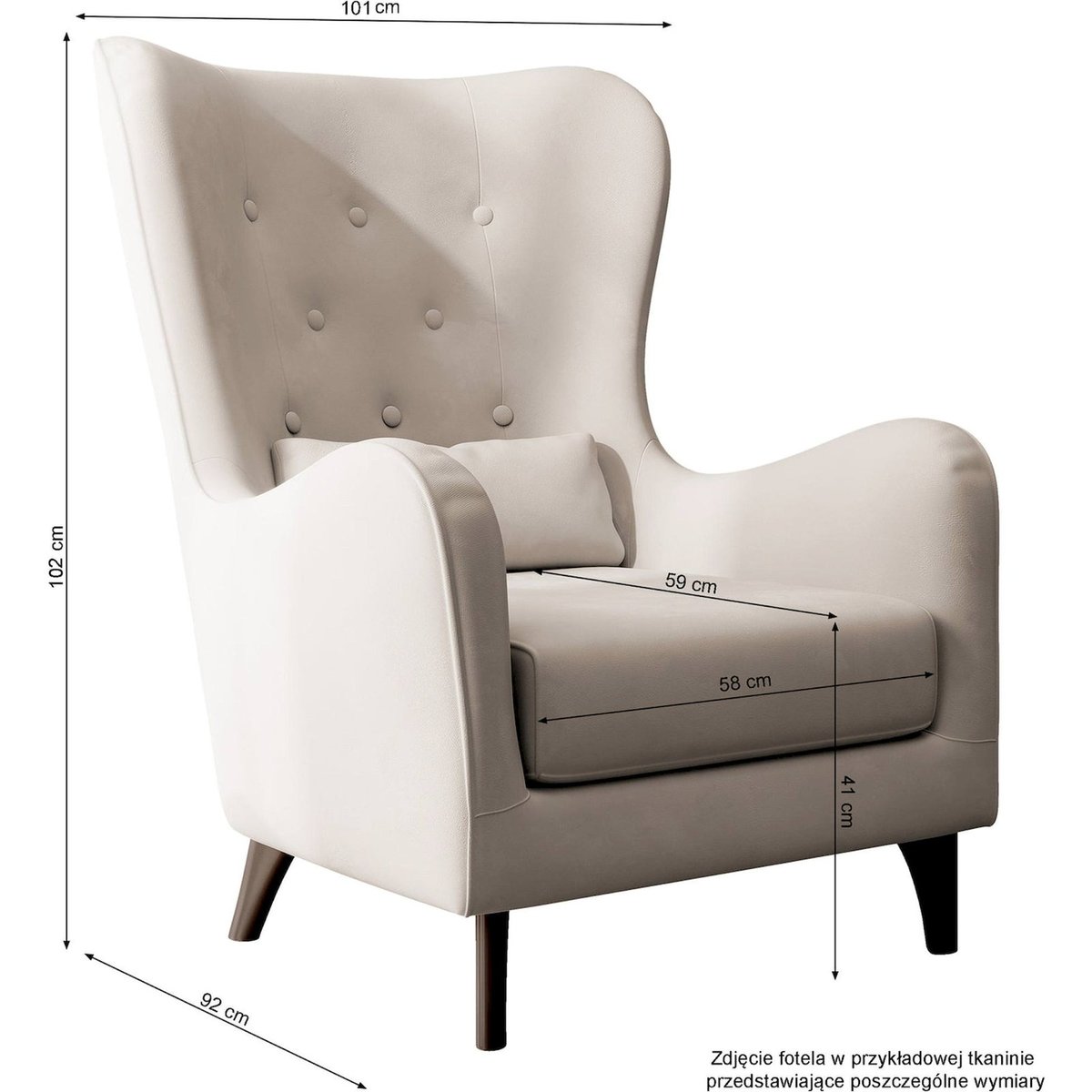 Fauteuil bergère capitonné en velours bleu marine, RECOLLECTION