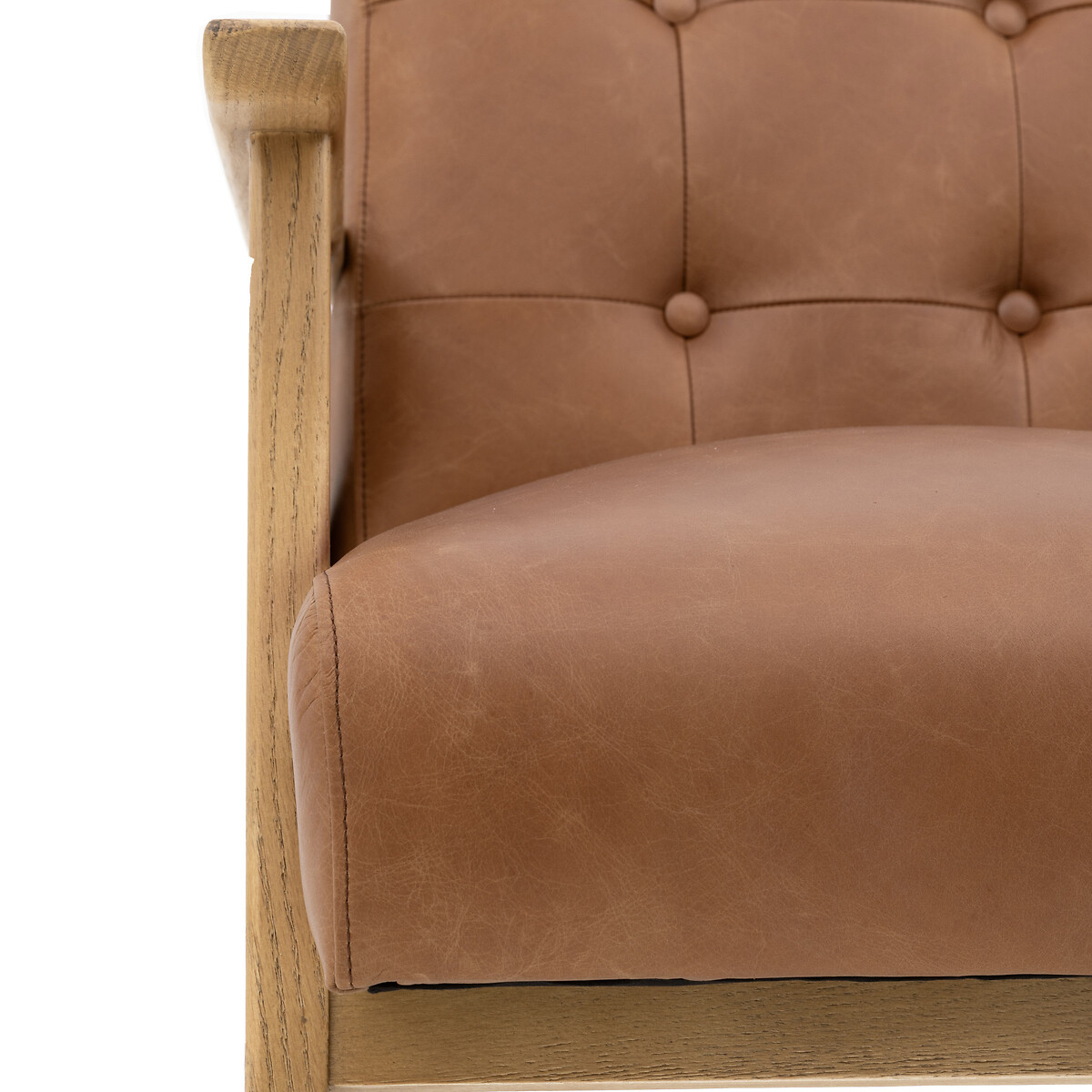 Caledon Mid-Century Buttoned Leather Armchair brown              , SO'HOME