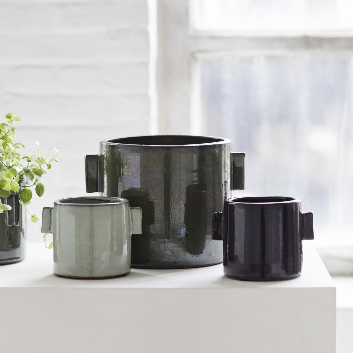 Pot de Fleurs Faïence Small gris, SERAX