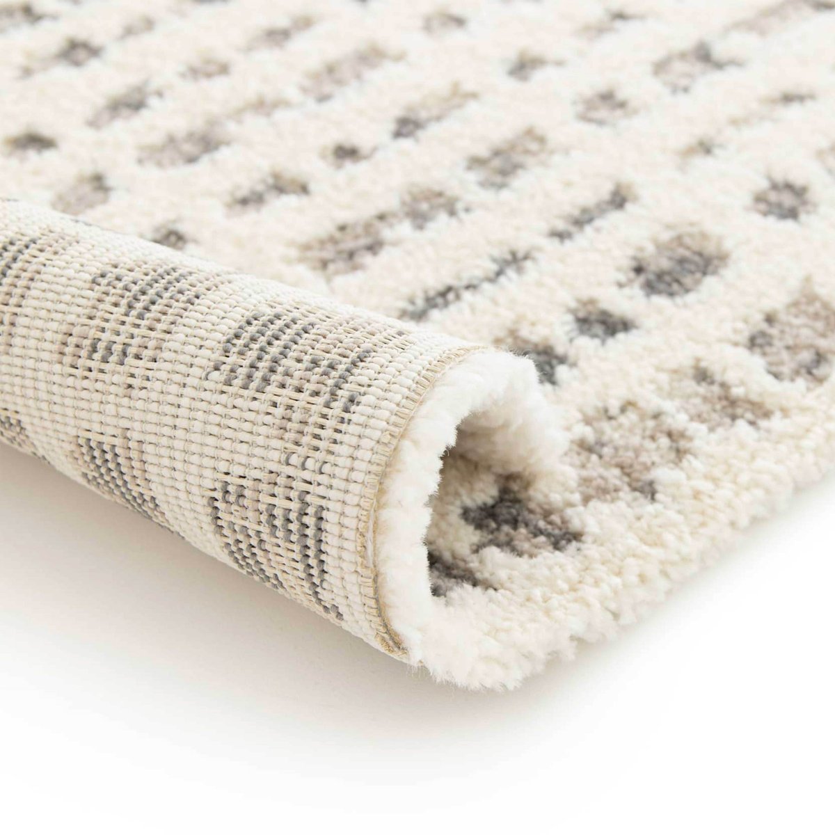 Tapis shaggy en polyester et polypropylène, ALBIA blanc, OVIALA