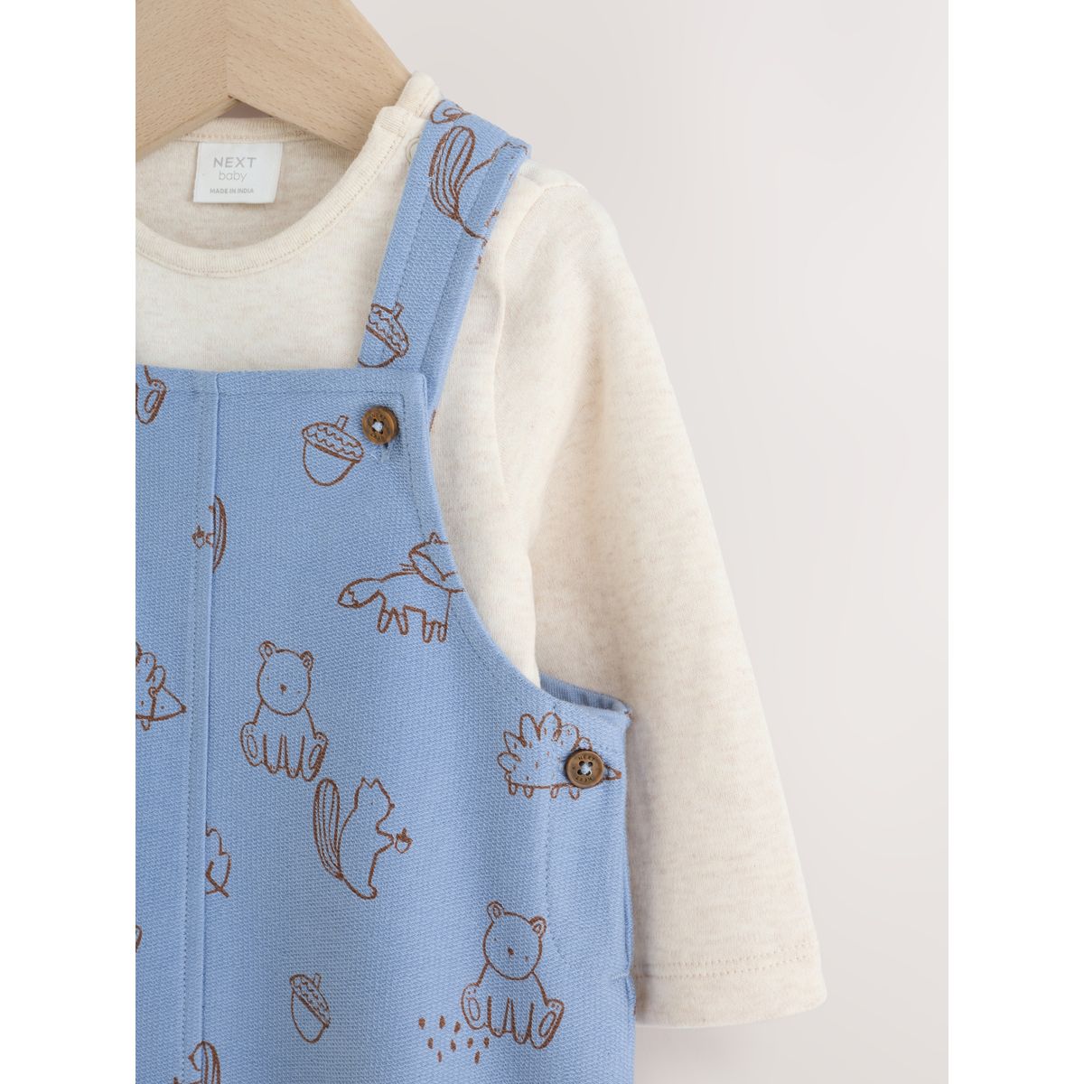 Ensemble bébé body et salopette en jersey caractère linéaire bleu, NEXT