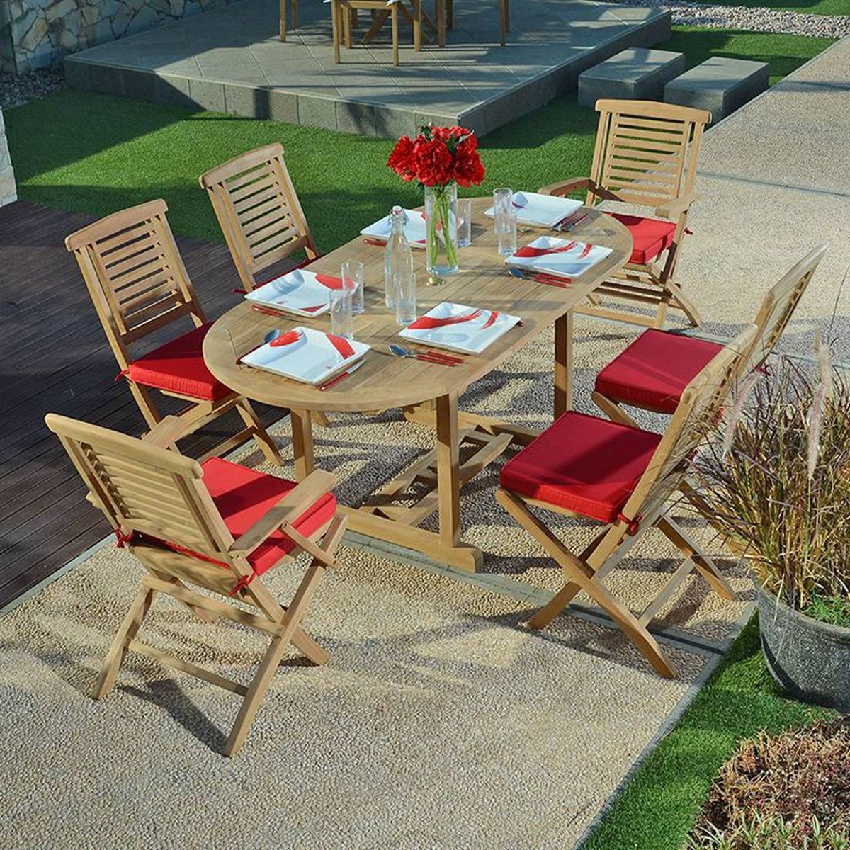 Chaises de jardin pliantes en teck massif (lot de 2) - BARBADE naturel, TECK ATTITUDE