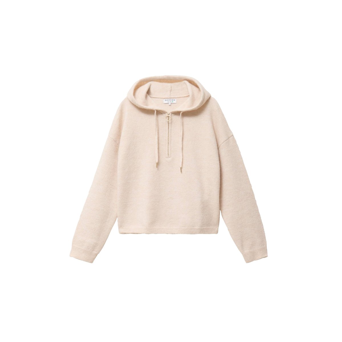 Pull à capuche zippé beige, BONOBO