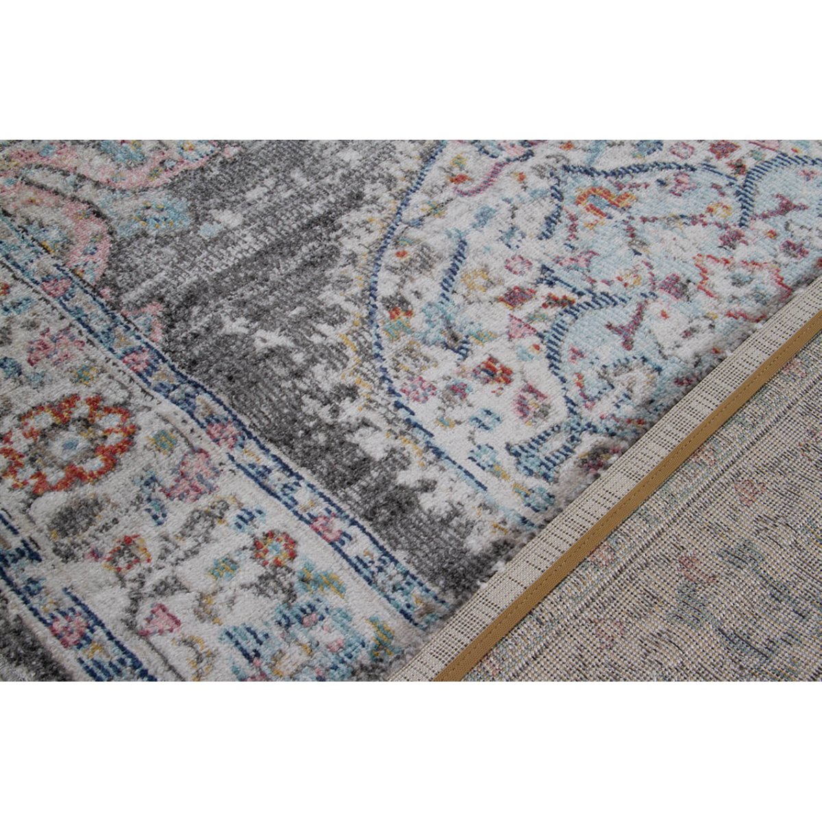 Tapis de salon style orient tissé plat GAMIO gris, NOVATREND