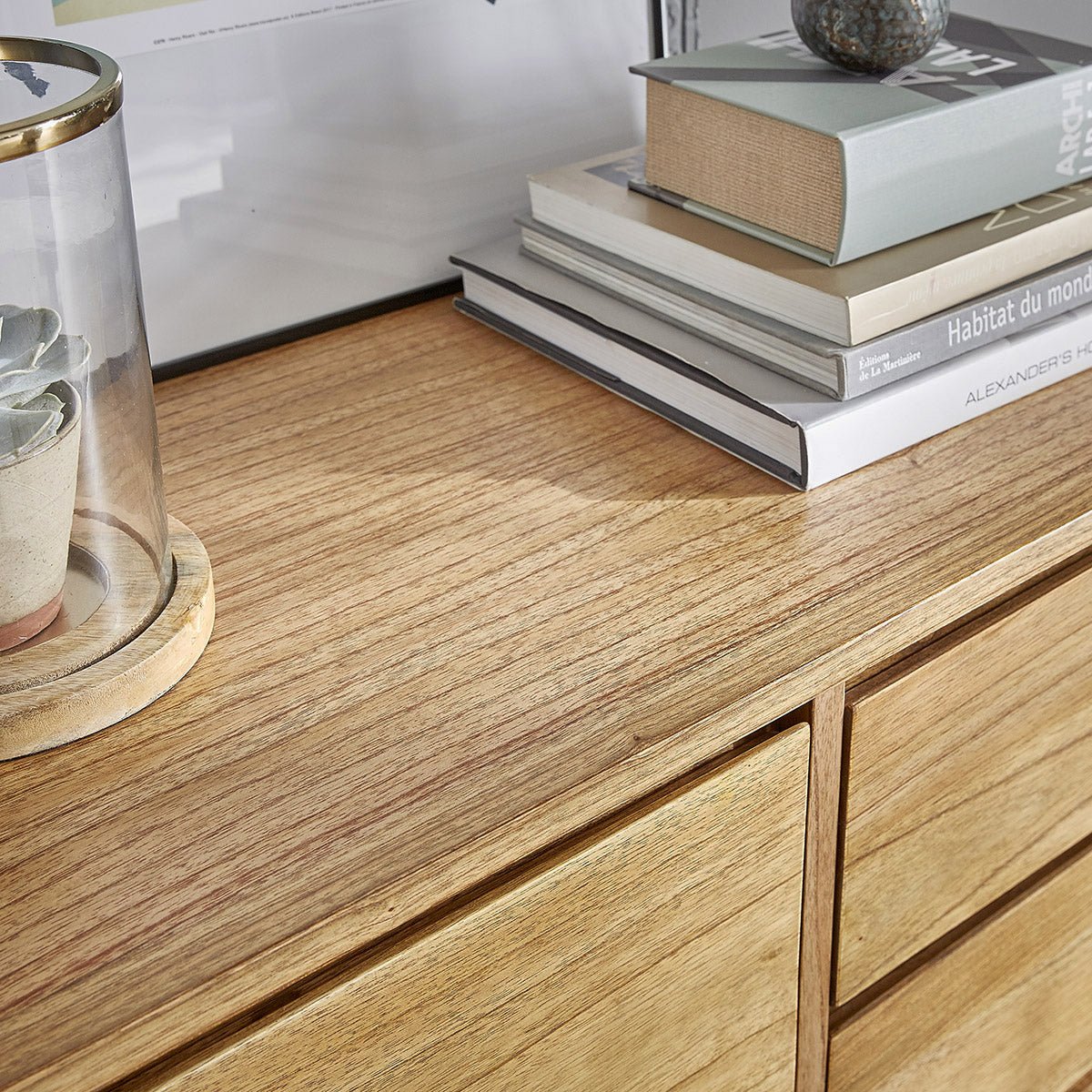 Commode en bois massif 180 cm 2 portes 3 tiroirs  TILO naturel, BERAH GETAH