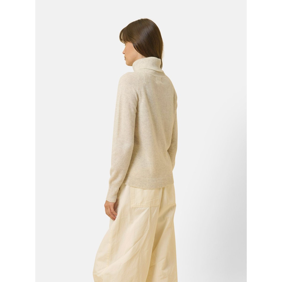 Pull Col Roulé Gris Perle Chiné Lilly gris clair, JUST CASHMERE