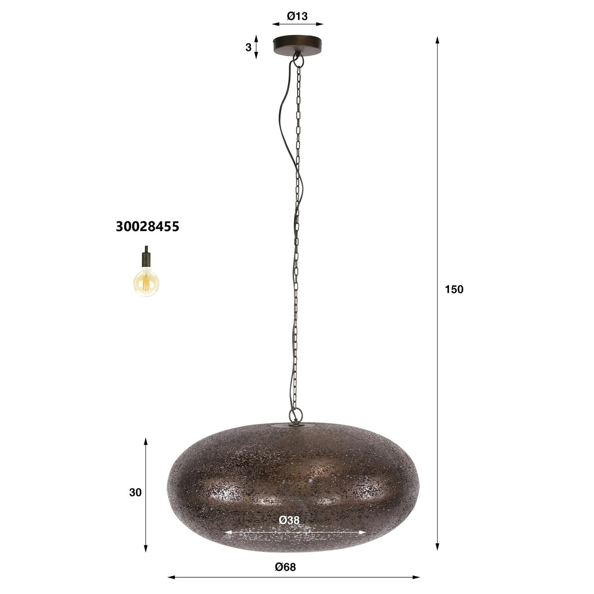 Suspension soucoupe vintage effet cuivre ancien Ø68 RALF cuivre, PIER IMPORT