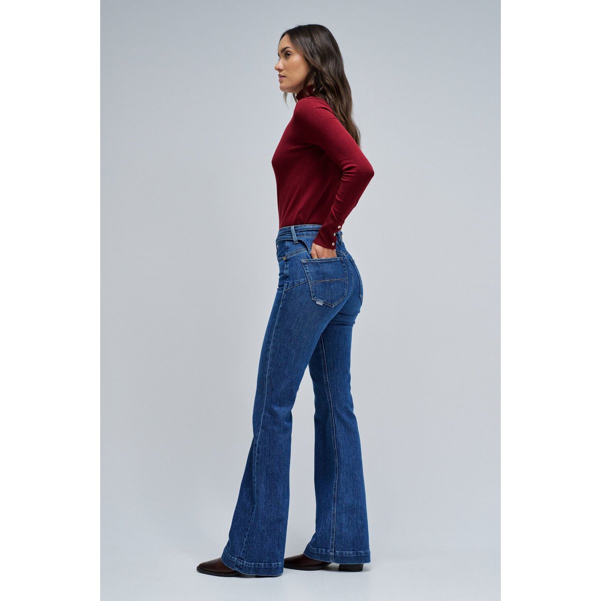 JEAN FAITH PUSH IN FLARE bleu denim, SALSA JEANS