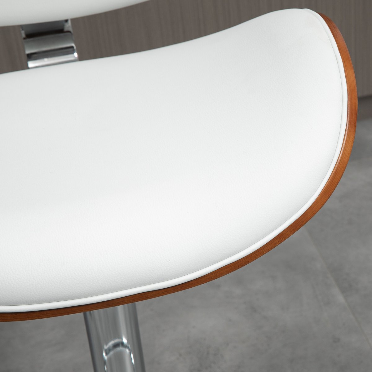 Tabouret de bar Revêtement synthétique Blanc blanc, noyer, argent, HOMCOM