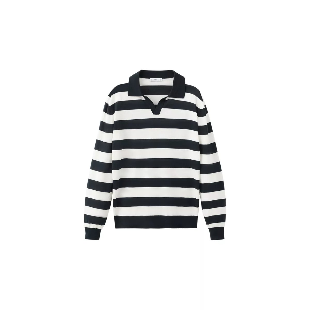 Pull polo maille fine 100 % coton bleu marine, MANGO MAN