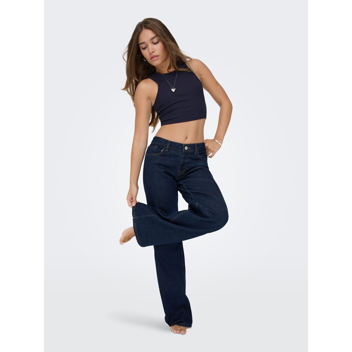 Jean À Jambe Large dark blue denim 1, ONLY