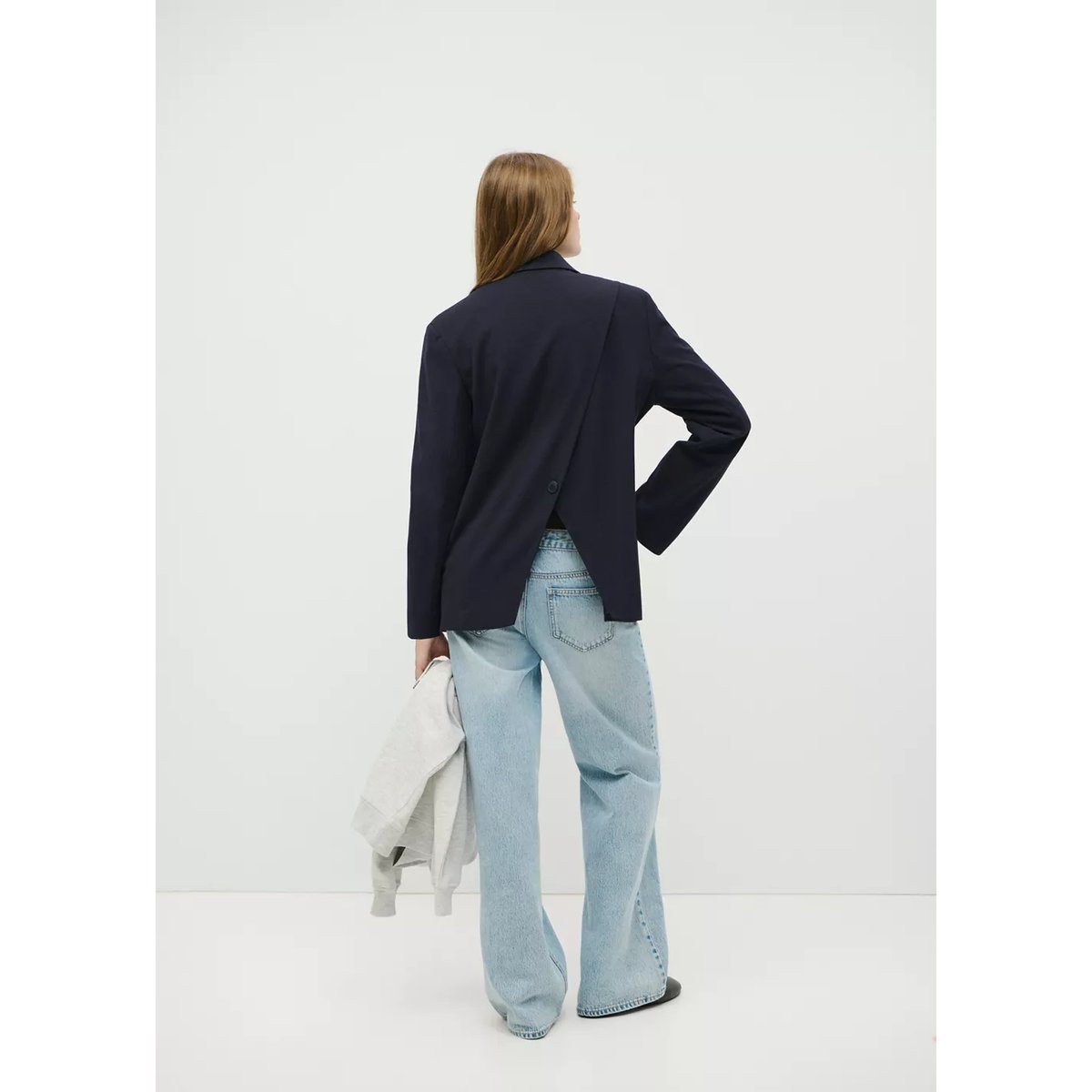 Blazer en crêpe poches bleu marine, MANGO TEEN