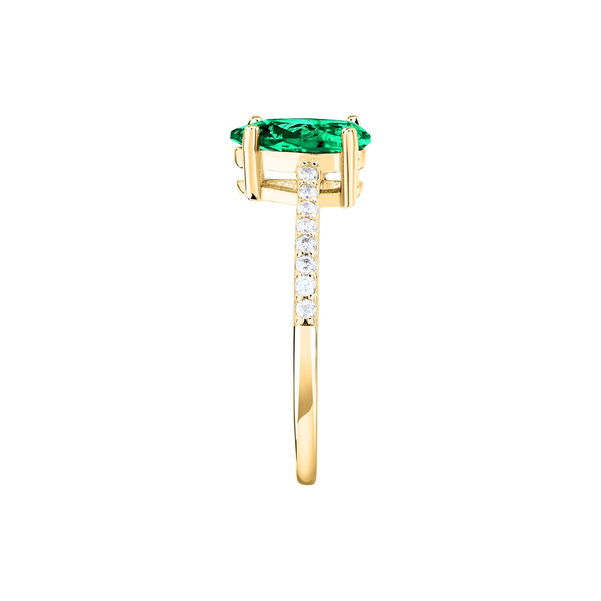 Bague en acier, cristaux, TESORI or jaune, vert, MORELLATO