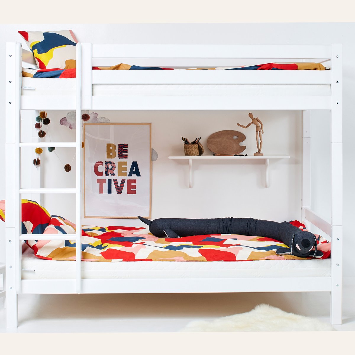 Lit Superposé pin massif ECO LUXURY blanc, HOPPEKIDS