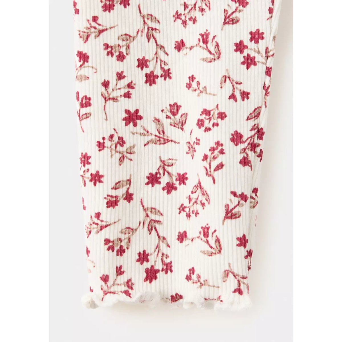 Legging maille côtelée à fleurs blanc cassé, MANGO BABY