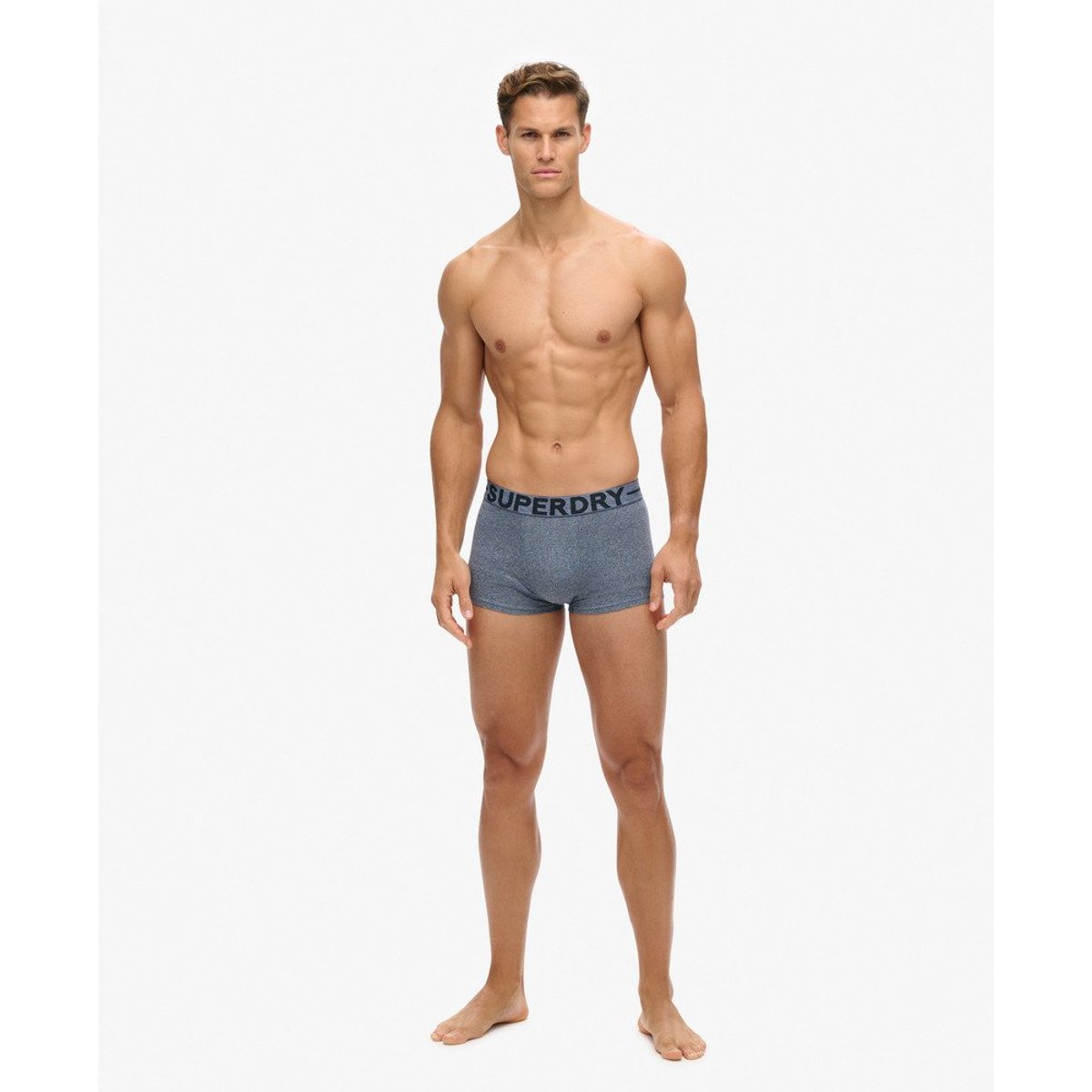 Lot de 3 boxers unis noir corbeau chiné/karst ultra noir poudré/bleu poussière clair, SUPERDRY