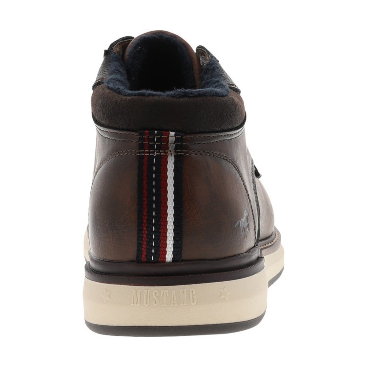 Derbies cognac à talon plat avec des lacets et doublure bleu marine cognac, MUSTANG