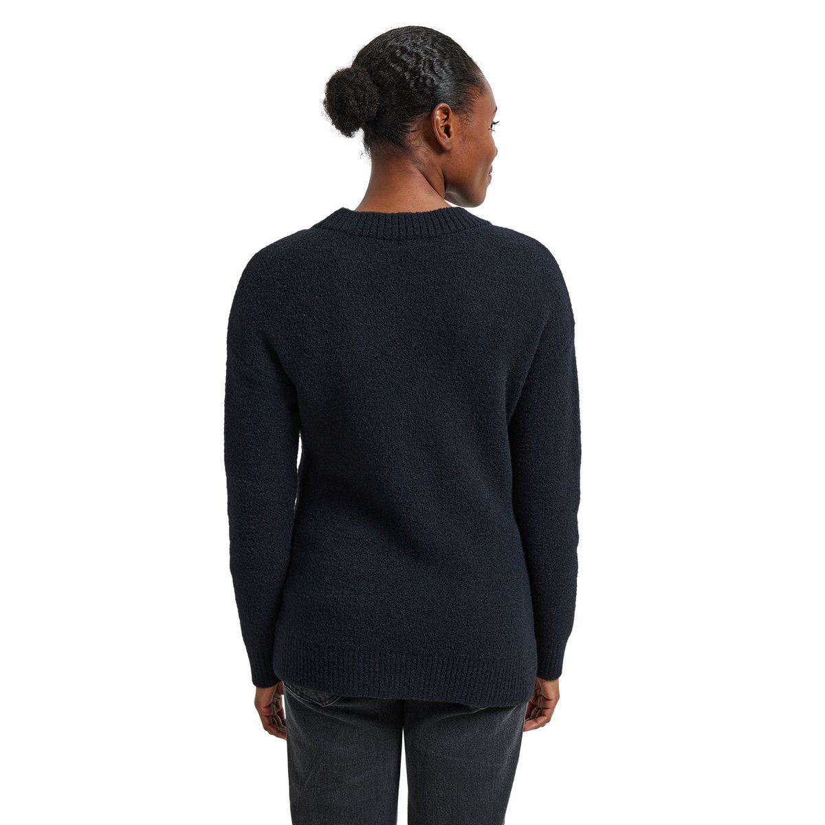 Pull col V grossesse maille mousseuse et dentelle noir, VERTBAUDET