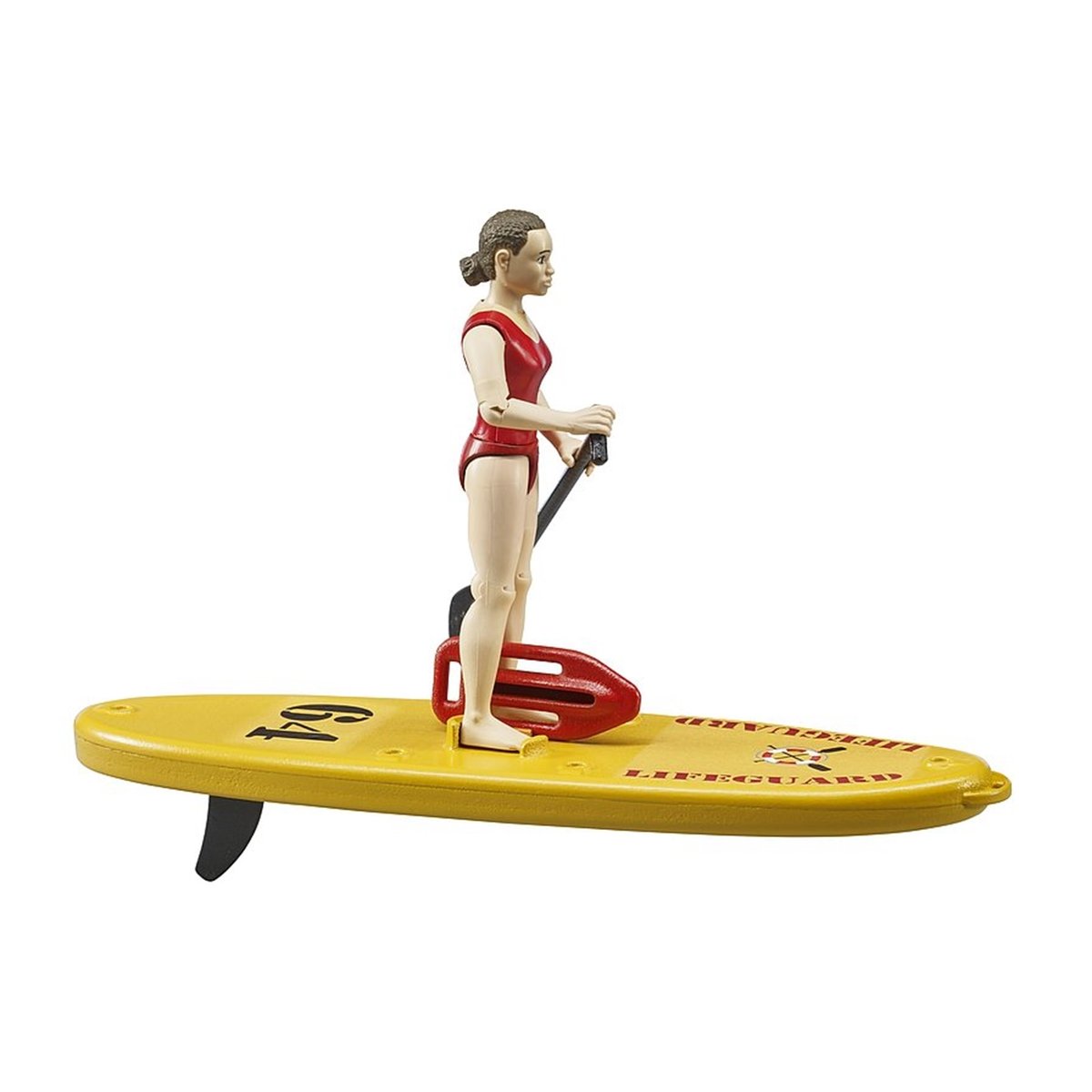 Maître-nageur bworld avec Stand up Paddle jaune et rouge, BRUDER