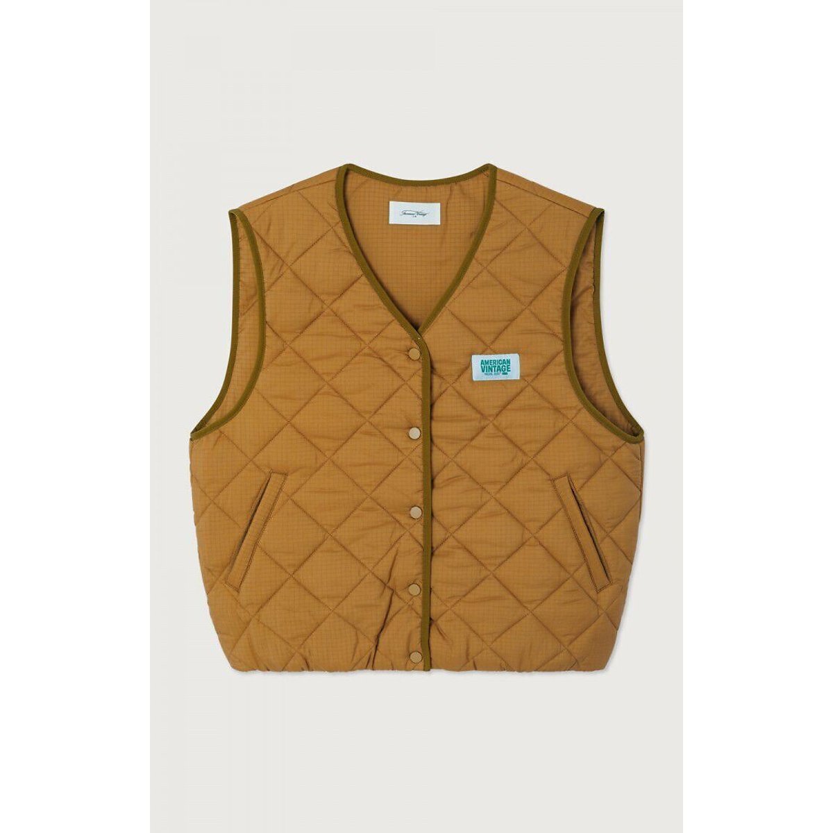 Veste sans manches, courte, boutonnée, YUPIBAM marron, AMERICAN VINTAGE