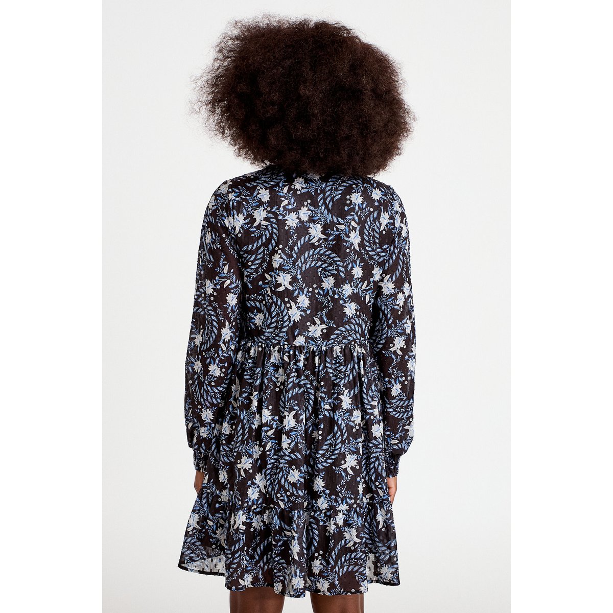 Robe droite col v manches longues noir, CACHE CACHE