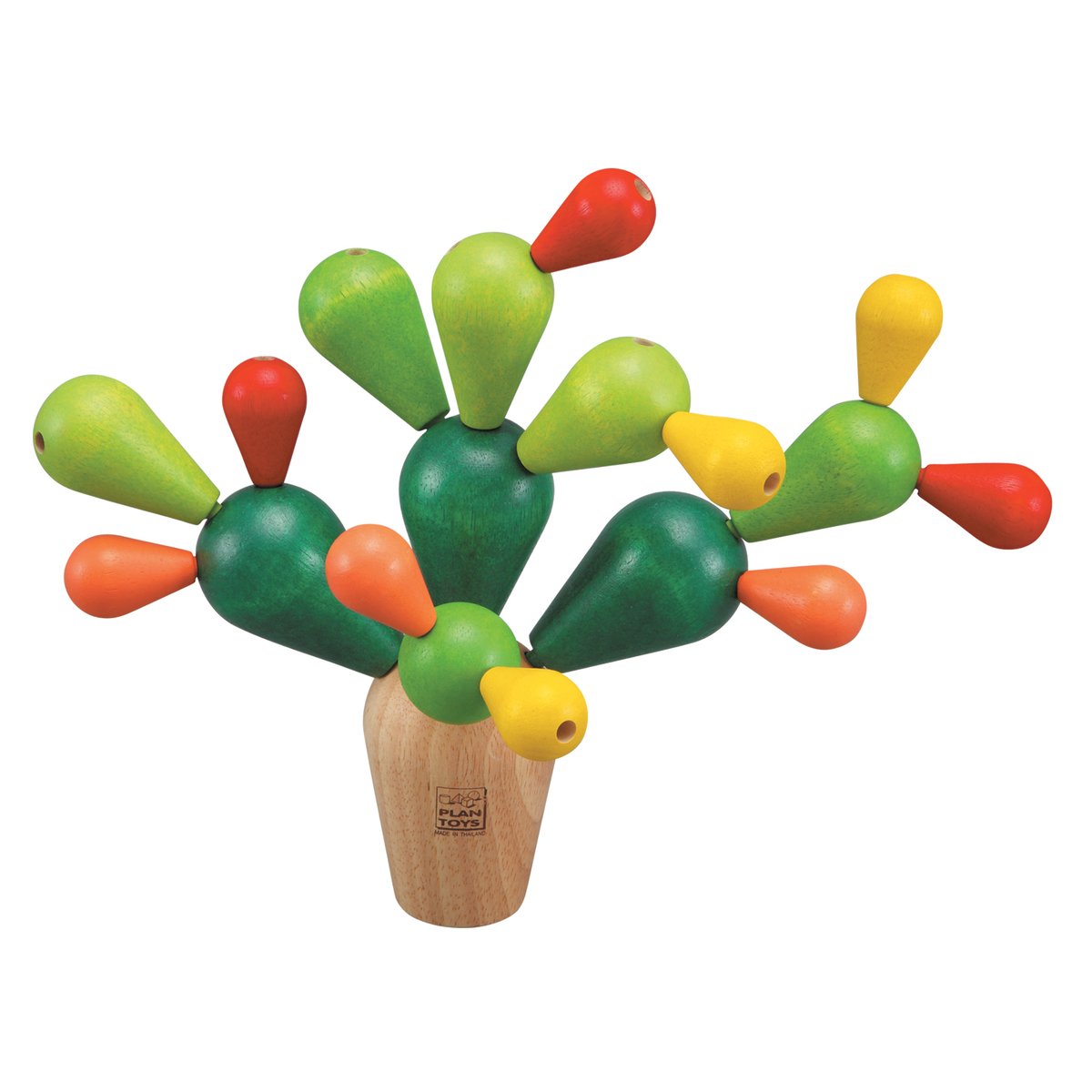 Jeu d'équilibre Mikado cactus vert, rouge, beige, PLAN TOYS