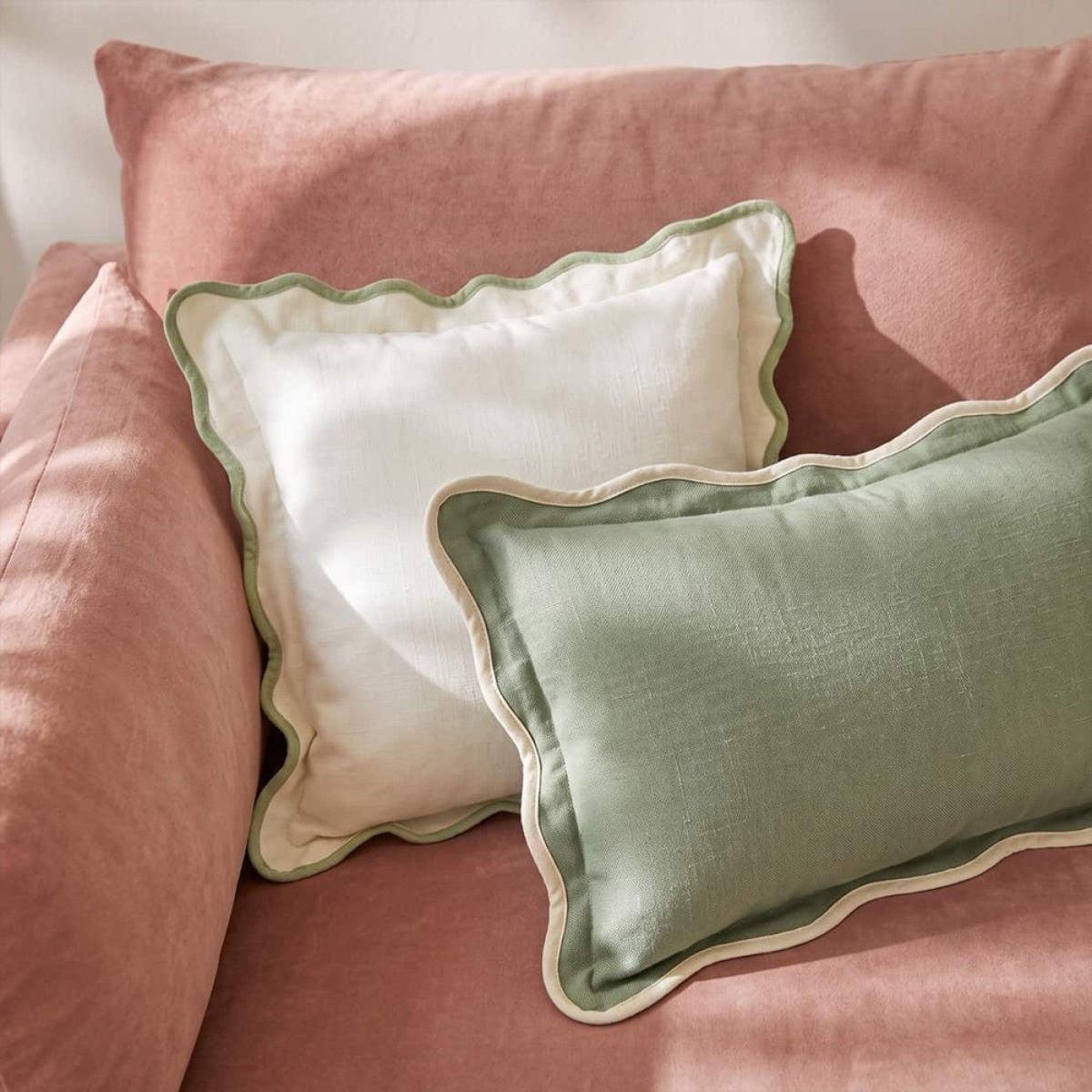 Coussin contour vagues 40x40cm beige, ORNAMI