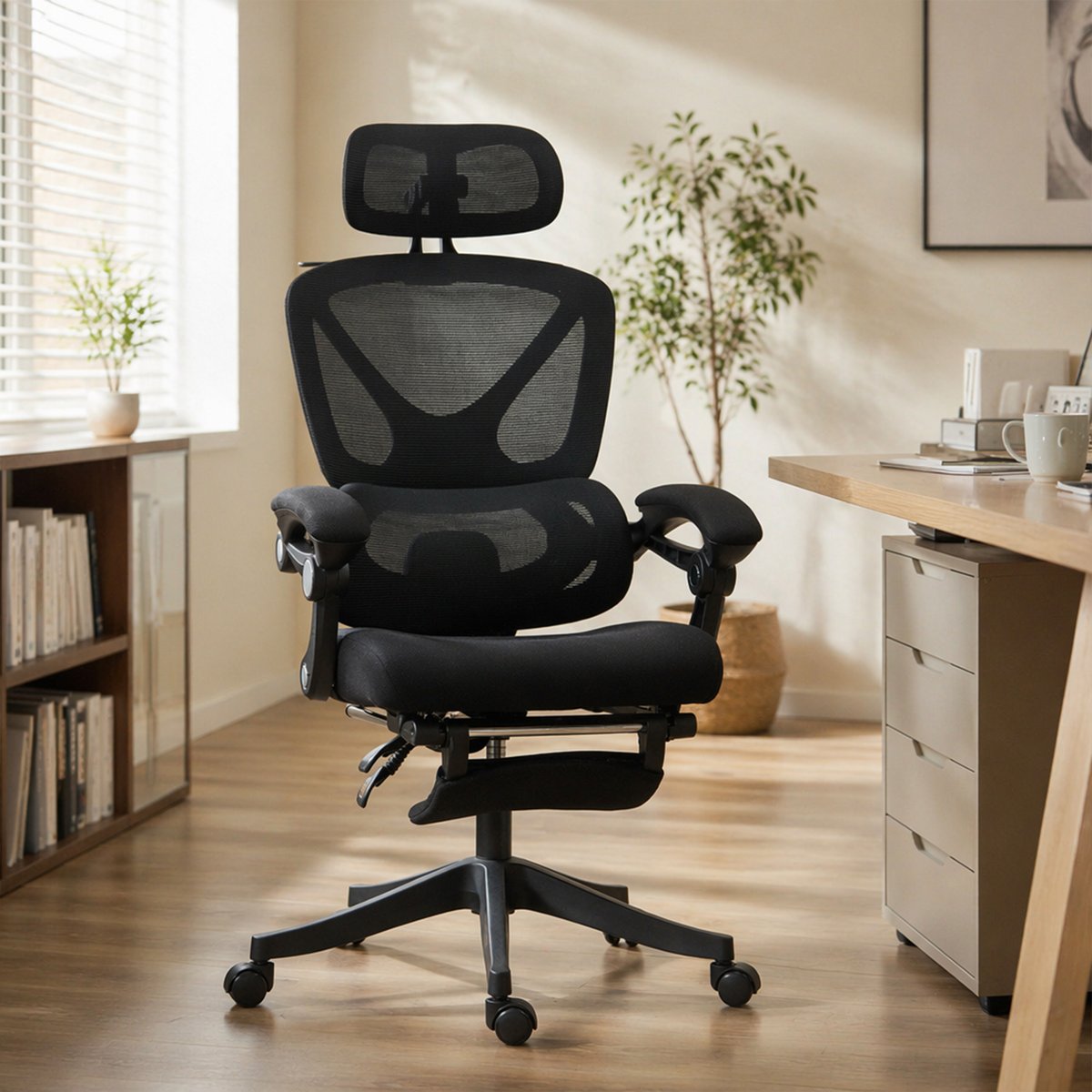 Chaise de bureau Maille (100 % polyester) noir, HOMCOM