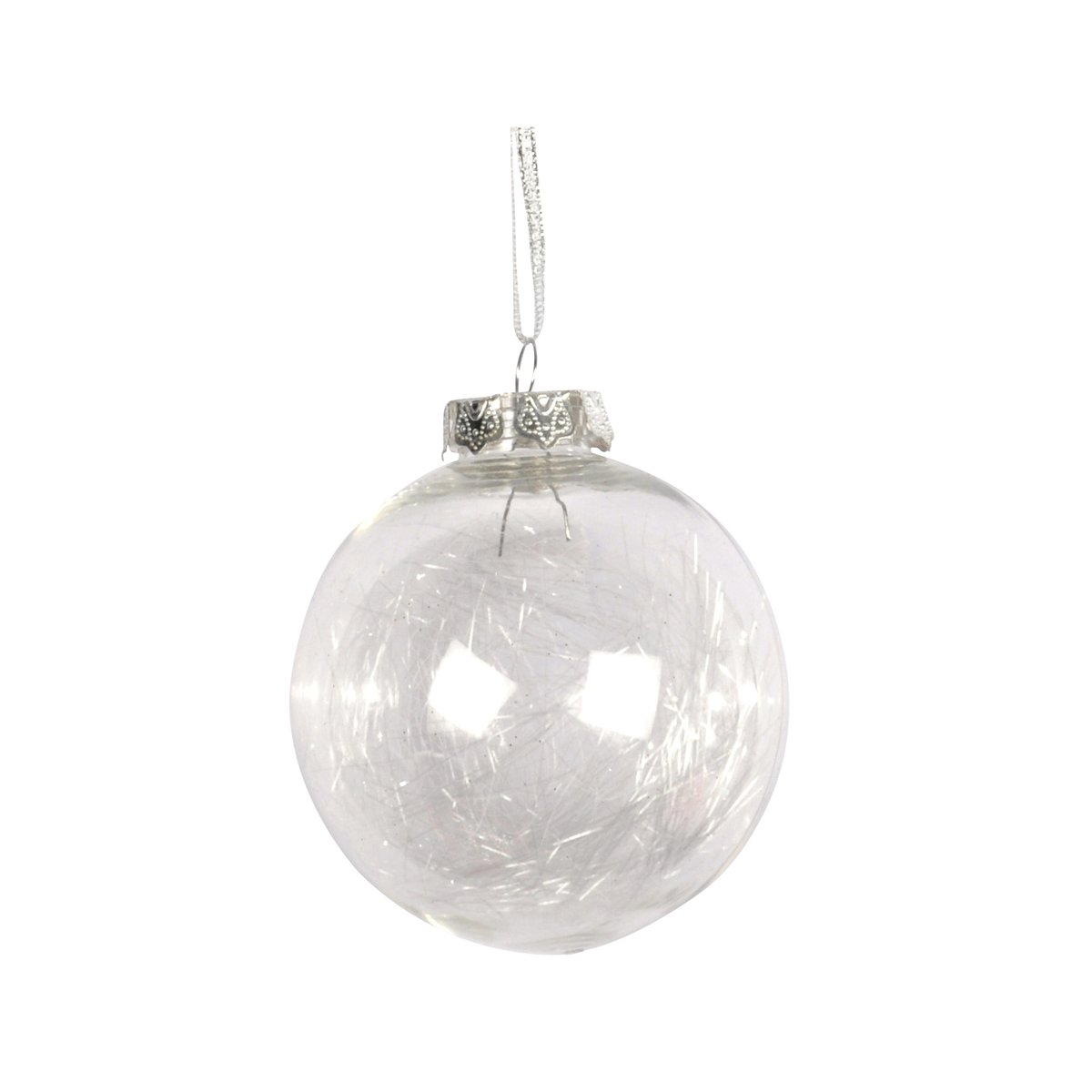 Boule de Noël transparente avec cheveux d'ange blanc, EDEN