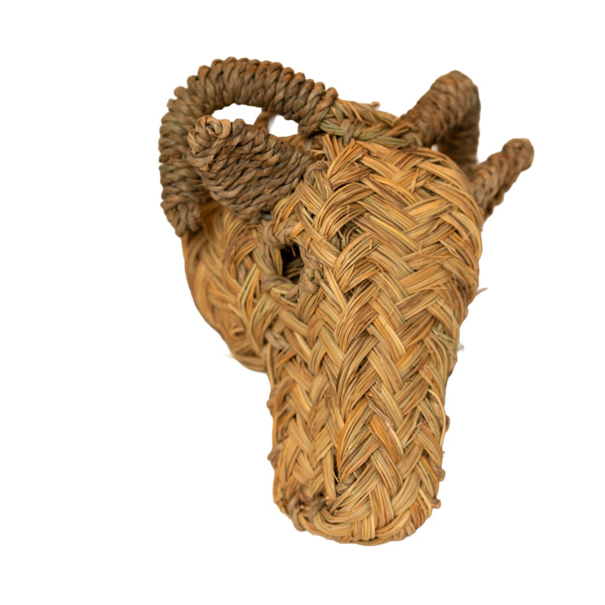 Déco murale petite tête de Bouc en paille - LOJI naturel, HOME MAISON