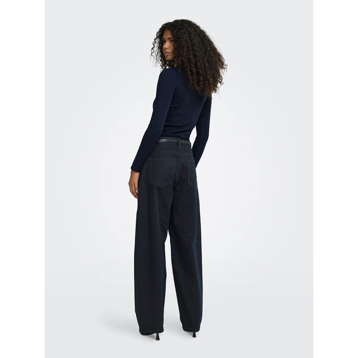 Tight High Neck Button Detail Jumper navy blue, ONLY