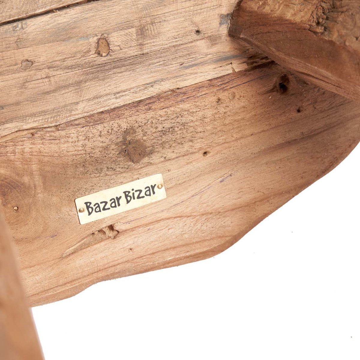 Table d’appoint bois de teck MARABUNTA beige, BAZAR BIZAR
