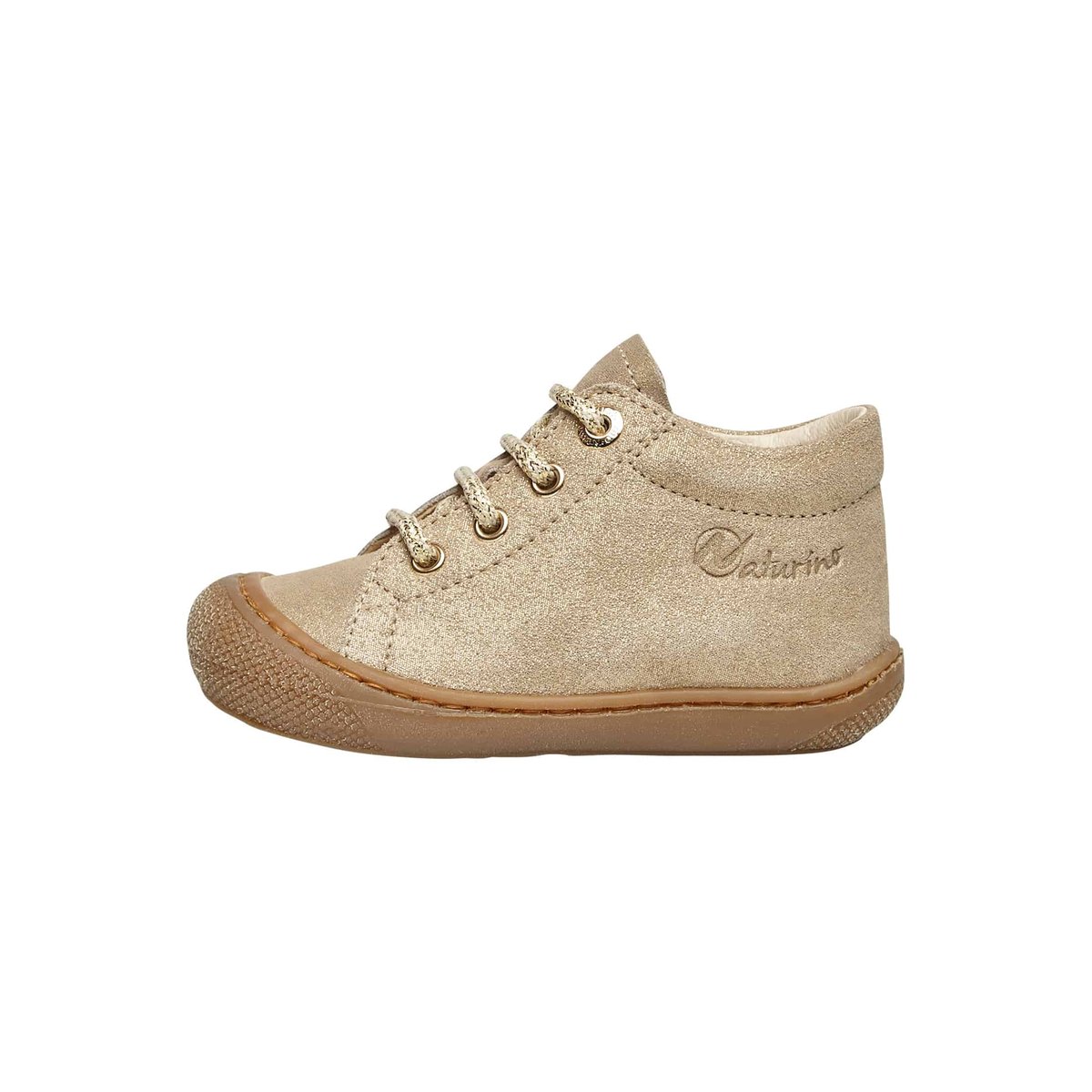 Chaussons premiers pas en suède pailleté COCOON platine, NATURINO