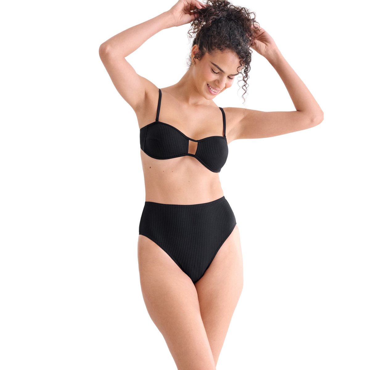Haut maillot de bain bandeau préformé sans armatures FLORIDA noir, LISCA