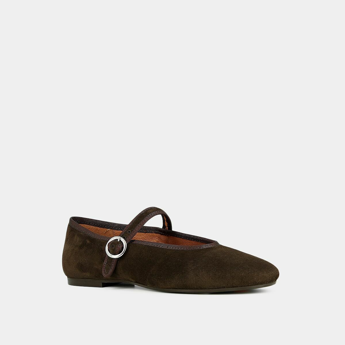 Deesse Suede Mary Jane Ballet Pumps dark brown, JONAK