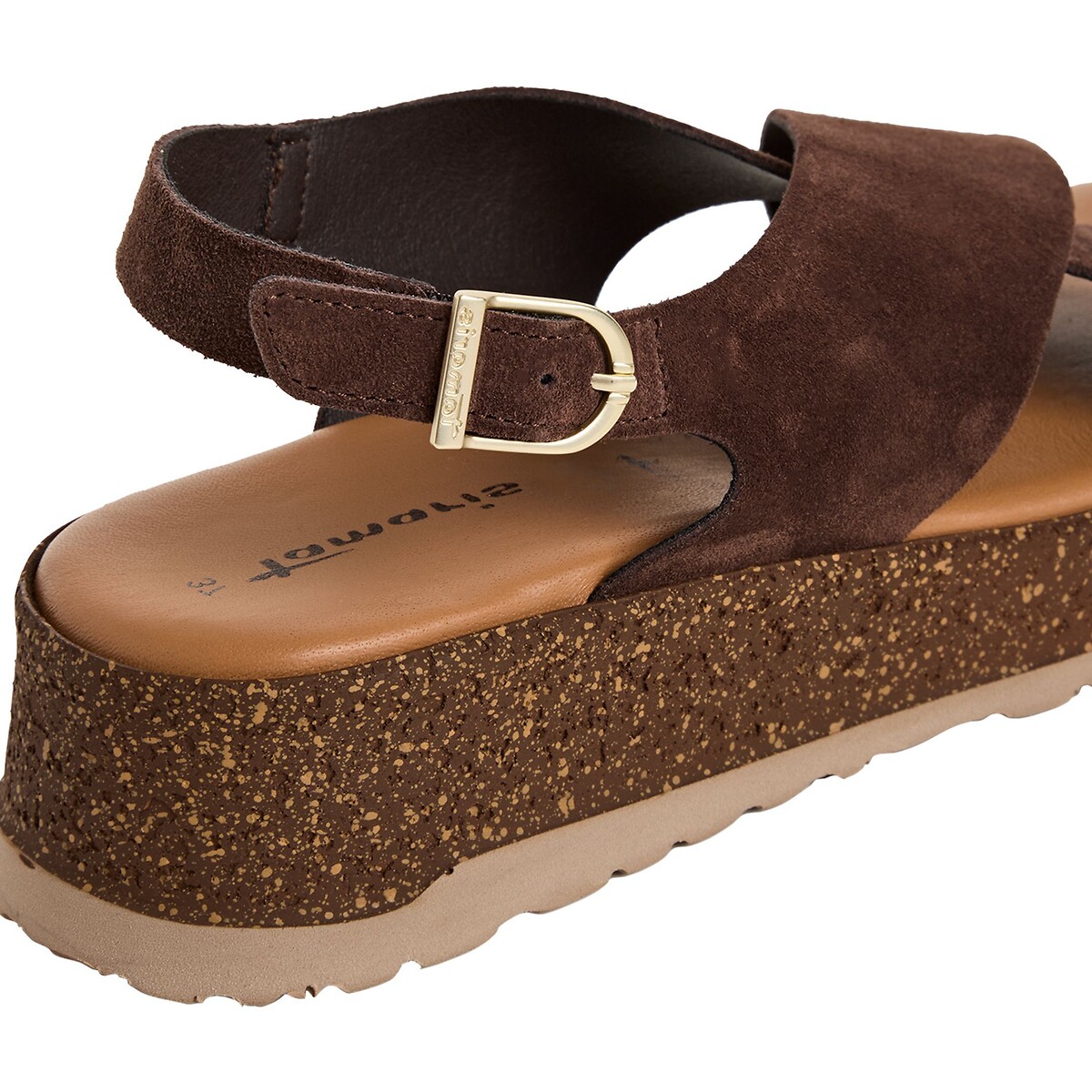 Leather Wedge Sandals brown, TAMARIS